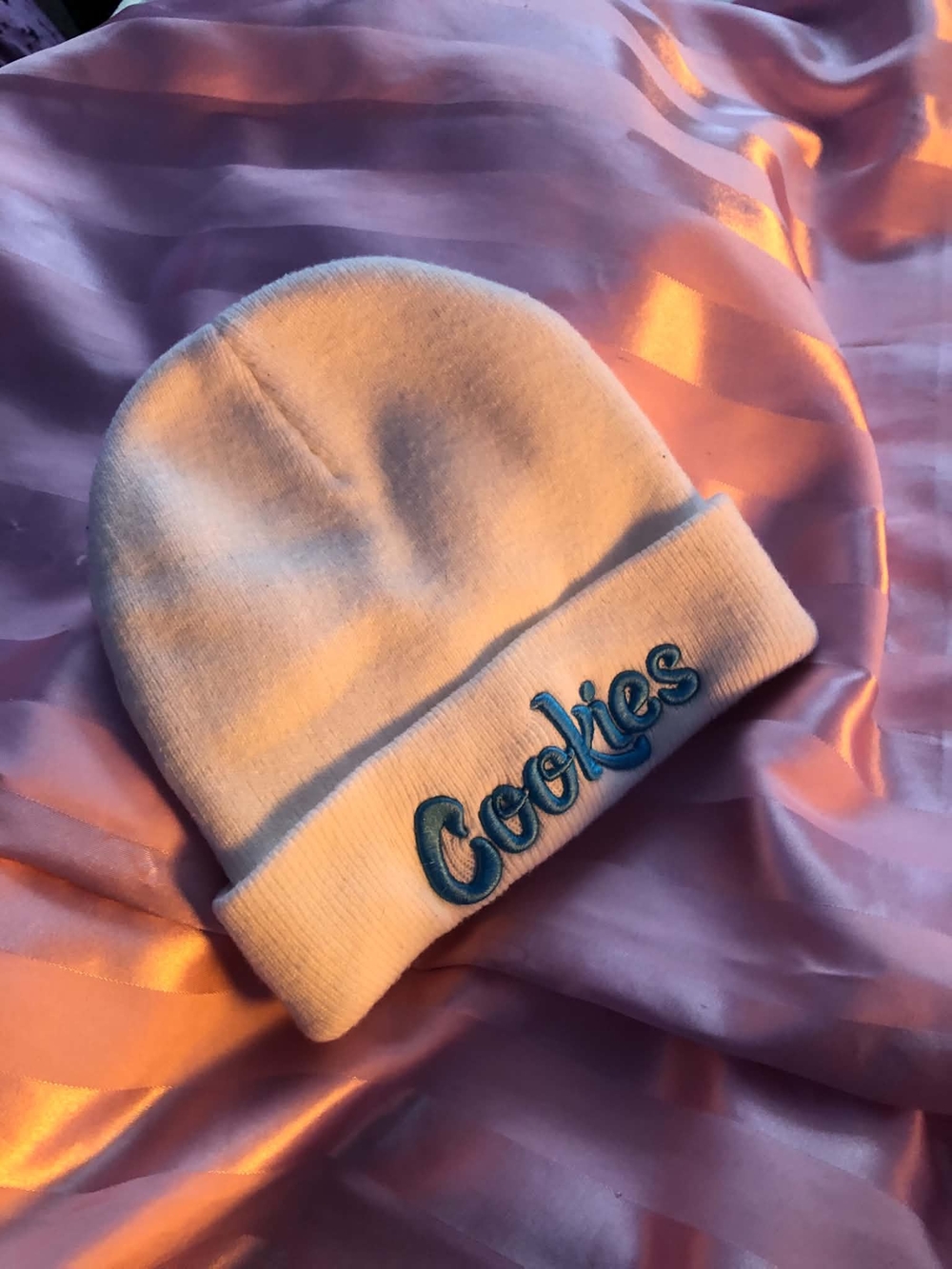 Cookies White Beanie with Blue Embroidered Logo